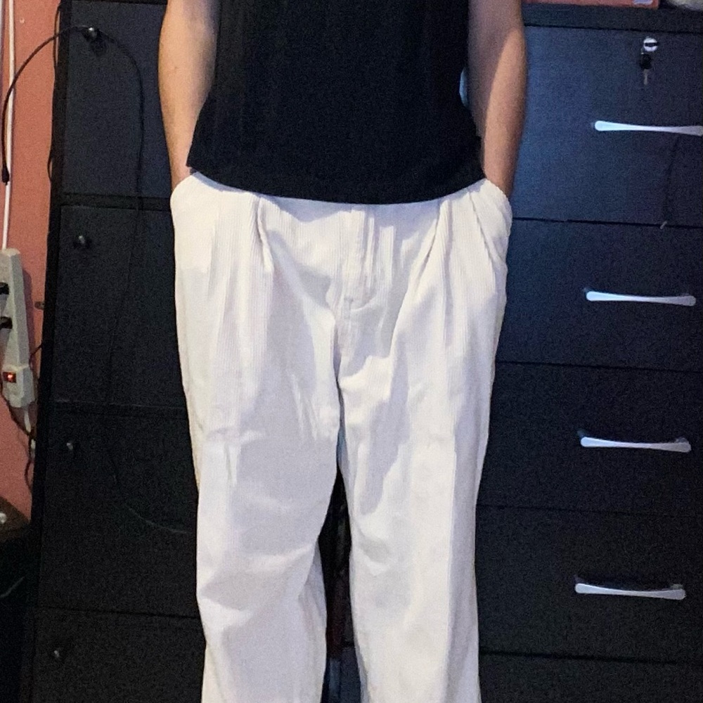 Men's OLIVE Ivory Pintuck Pants